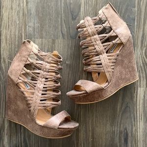 Light Brown Wedges with zippered back.